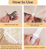WELHAEPI Bed Sheet Clips 8 Pcs Adjustable Heavy Duty Fasteners Grippers view 3