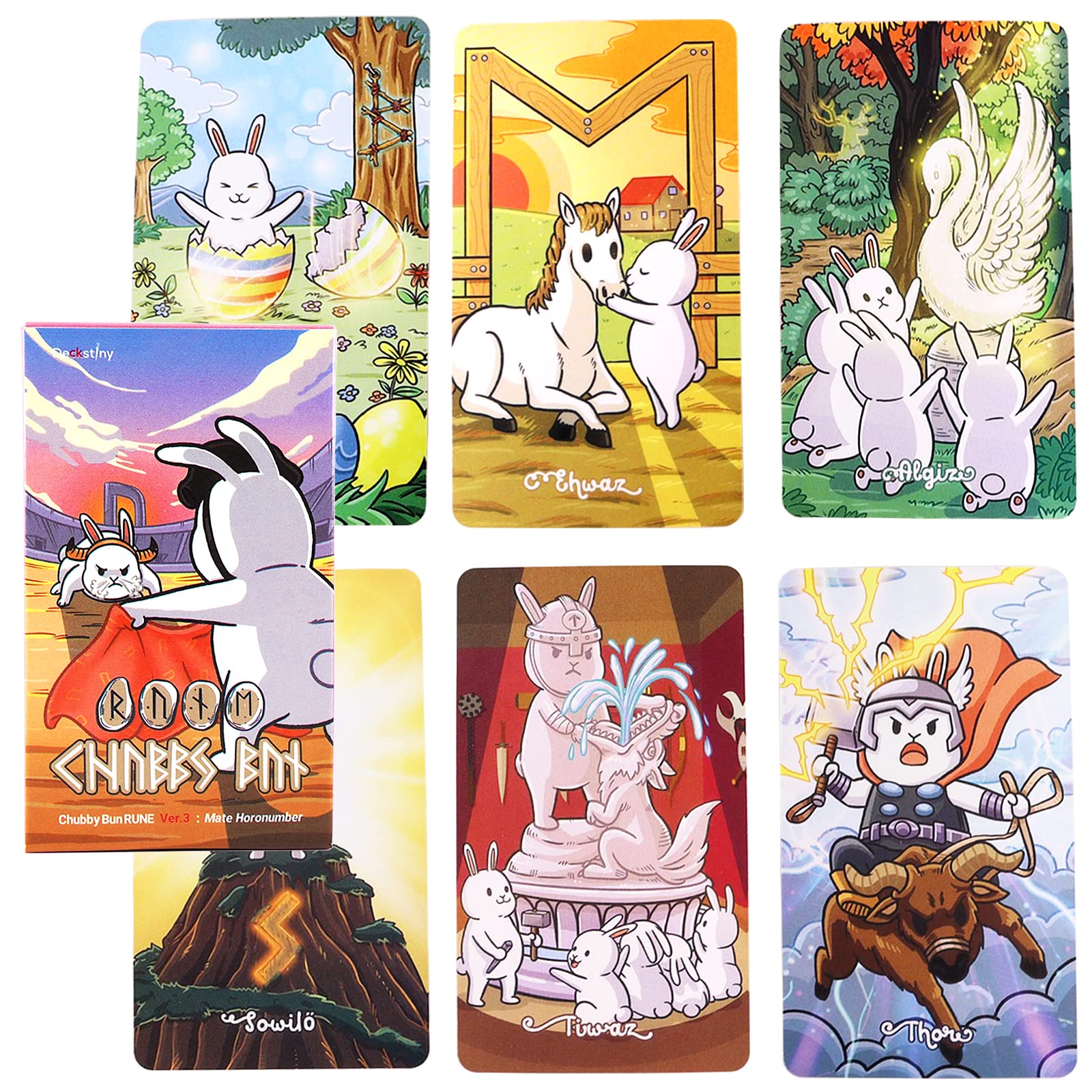 mrdiyshisha 24pcs Chubby Bun Rune 3rd Edition - Elder Futhark with 2 Special Cards