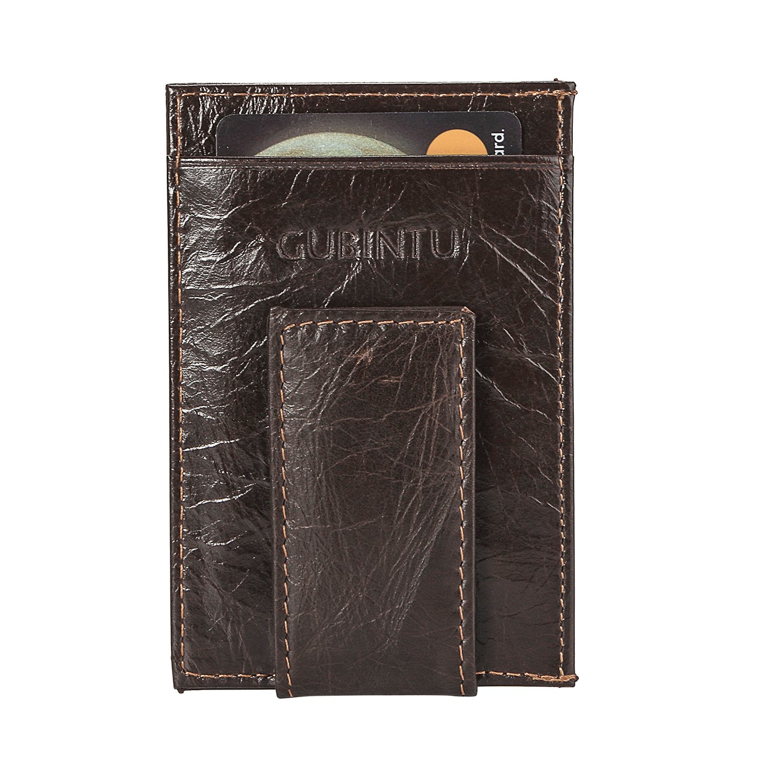 Genuine Leather Slim Wallet - Minimalist Front Pocket Wallet - Leather Money Clip Wallet Card Holders