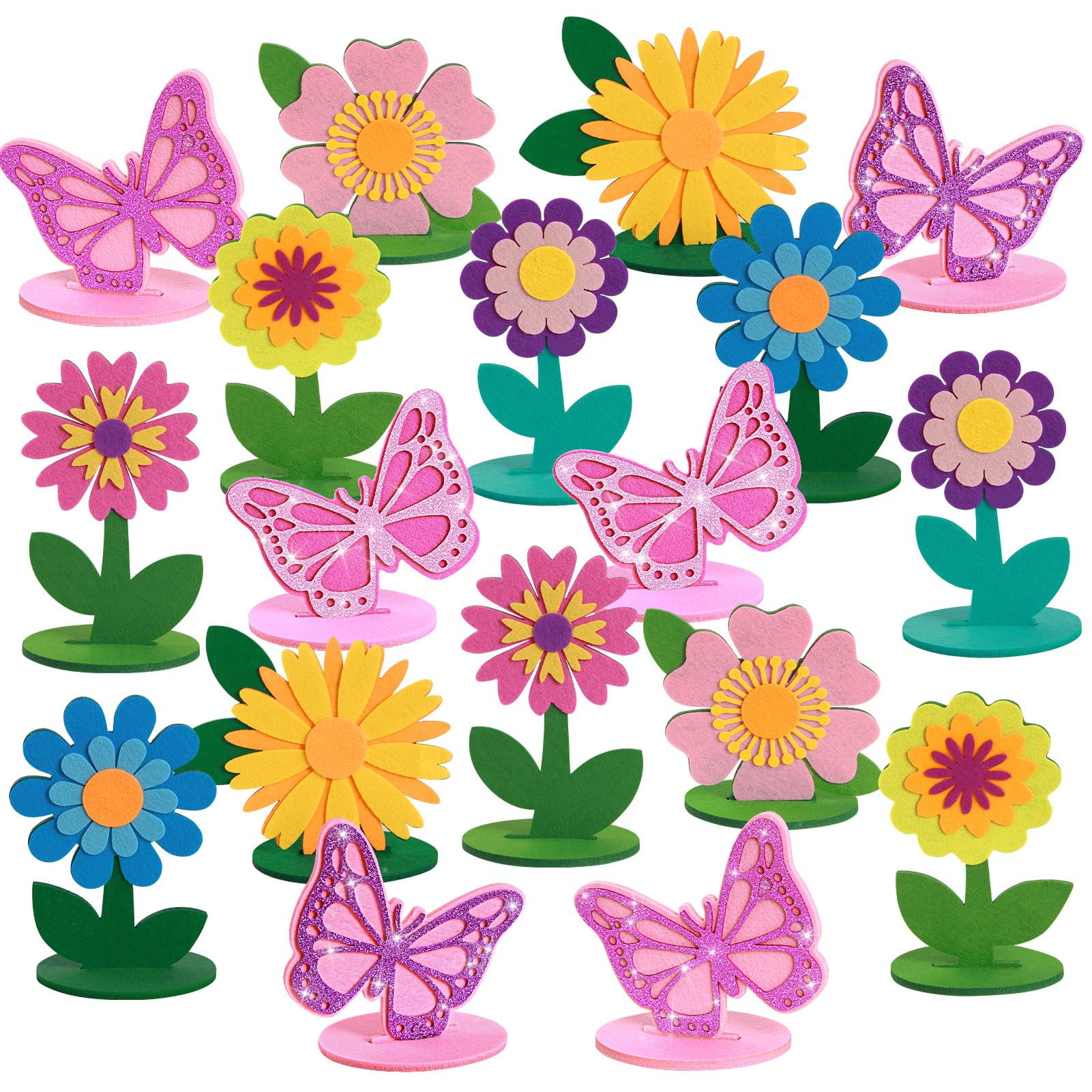 Photo 1 of SUNBEAUTY 18 PCS Flower Butterfly Felt Centerpieces for Tables Flower Birthday Party Decorations Butterfly Birthday Party Decorations Butterfly Decorations for Girl Birthday Baby Shower