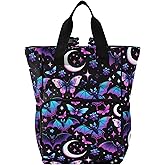 MNSRUU Diaper Bag Neon Purple and Bats Stars and Moons Large Capacity Changing Backpack Multifunction Travel Tote Nappy Bag Baby Diaper Backpack for Mom Dad