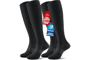 PULIOU Cooling Compression Socks for Women Men, 20-30 mmHg Circulation Knee High for Travel, Flying, Running, 2 Pairs