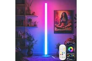 Flupuro ICRGB Corner Floor Lamp, DIY Floor Lamp with Music Sync and 16 Million Colors, Color Changing Standing Floor LED Lights for Bedroom Living Room Decor, Ambient Mood Lighting Gaming Accessories