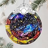 Space Milky Way Stained Glass Ornament – Christmas Ornament, Christmas Tree Decoration & Galaxy Home Decor, Xmas Gift, Housewarming Gift, Gifts for Space Lovers, Friends or Family