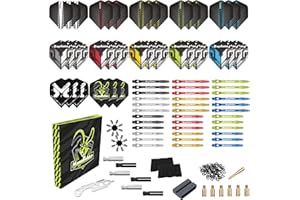 MageRabbit Dart Accessories Kit Including 36pcs Dart Flights 45pcs Dart Shafts for Steel/Soft Tip Darts,Sharpener, Dart Stems Remover Tool, 50 Metal Rings,50 Rubber Rings, Pack of 195pcs Accessories