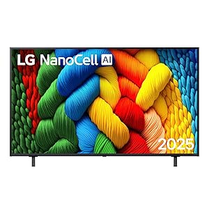 LG NanoCell AI NANO80 TV 55 pollici, Smart TV 4K, Processore α7 Gen8, Tecnologia NanoCell, webOS con AI e telecomando puntatore AI, Filmmaker mode, Gaming con VRR 4K@60Hz, 55NANO80A6B 2025