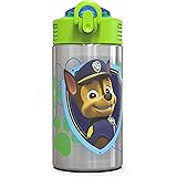 Zak Designs Paw Patrol 15.5oz Stainless Steel Kids Water Bottle with Flip-up Straw Spout - BPA Free Durable Design, Paw Patro