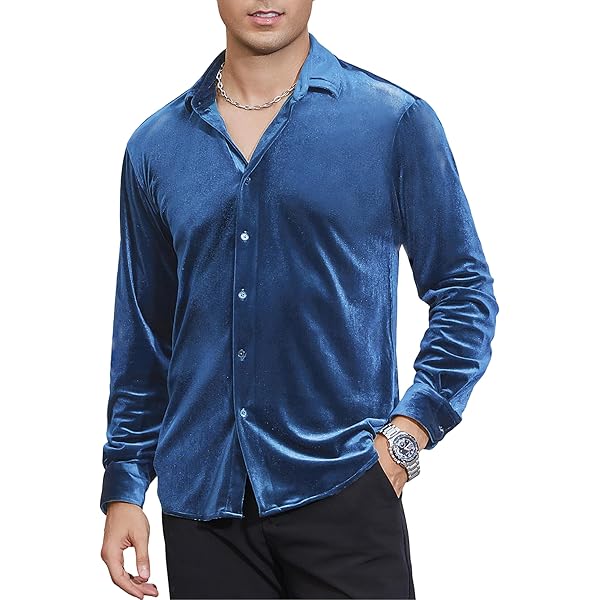 Amazon.com: PETCDIM Comfy Velvet T-Shirts for Men Mock Neck