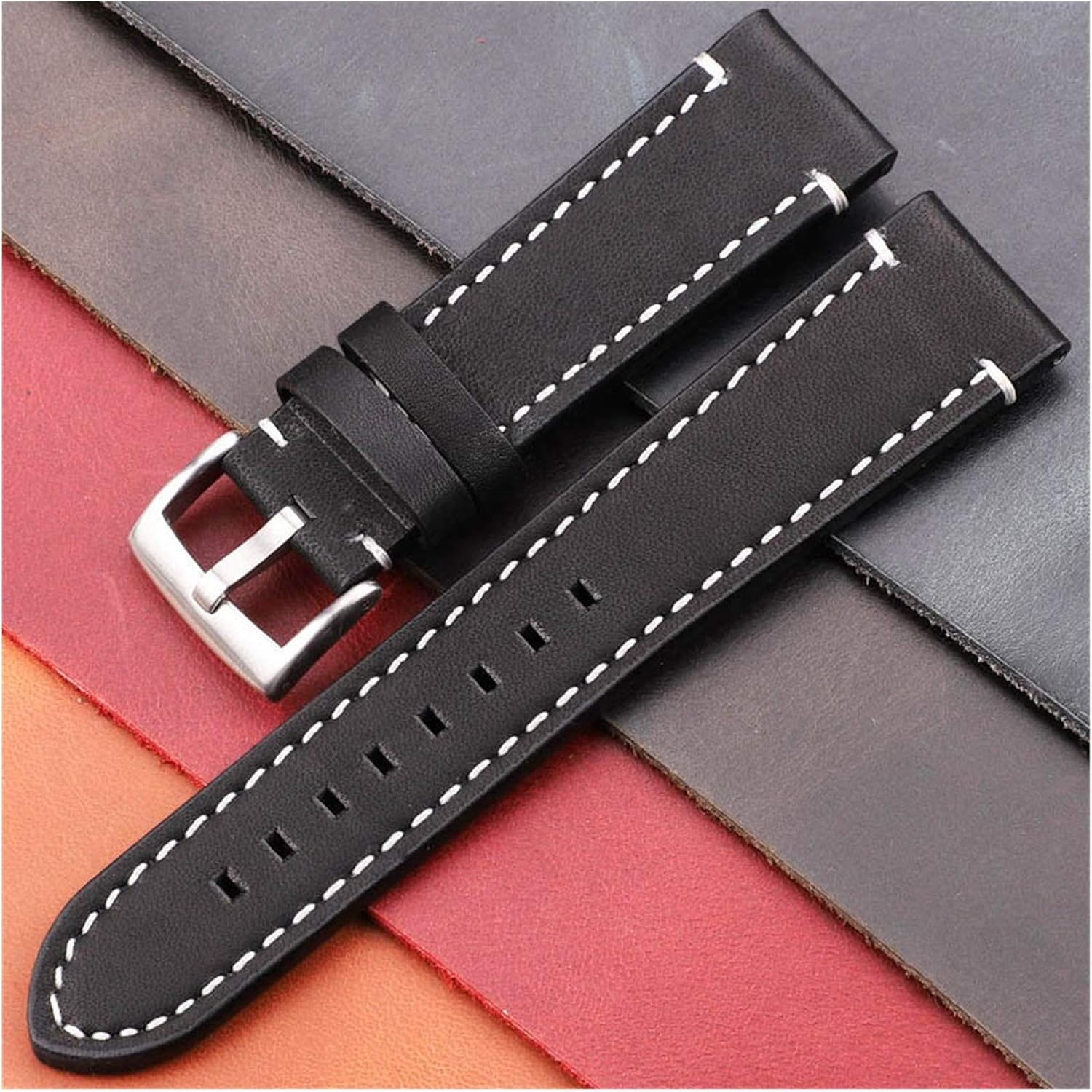 Vintage Genuine Leather Watchbands 7 Colors Belt 18mm 20mm 22mm 24mm