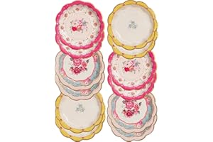 Talking Tables Pack of 12 (17cm) Disposable Tea Party Vintage Floral Pretty Paper Plates | Truly Scrumptious Elegant Party Pl