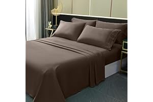 LONAVA Full Size Sheets Set - 6 Piece Set Wrinkle Free Hotel Luxury Oeko-TEX Sheets and Pillowcases Set, Silky Soft Microfiber Bed Sheets, Breathable and Elastic, 16-Inch Deep Pockets, Brown