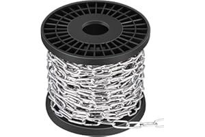 HYQEHRTYAZC 50ft 1/10" Jack Chain for Hanging Stainless Steel Metal Chain Link Silver Galvanized Light Chain Roll Small Light Duty Fixture Utility Chain for Bird Feeders, Overhead Lights, Flowerpots (2.5mm*15m)