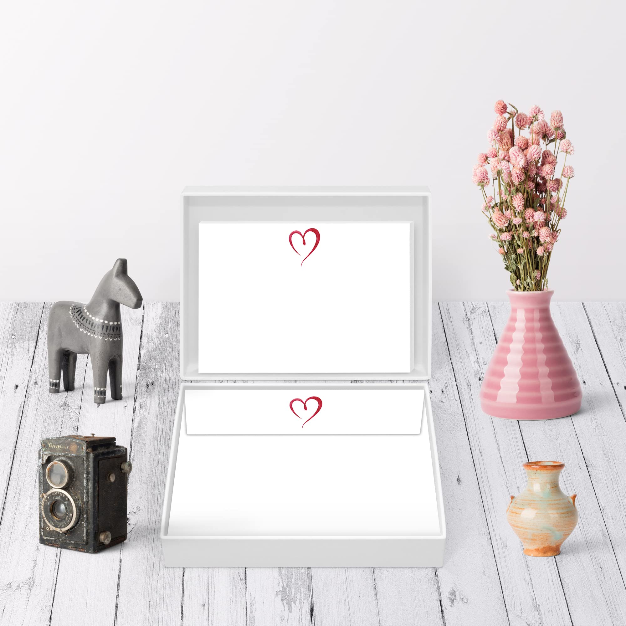 Me Loovely Heart Cards With Envelopes Flat Notecard A6 Size Greeting Card Sets Stationery Supplies For Writing & Valentine's Day Gift | Christmas Gifts (Set of 40)