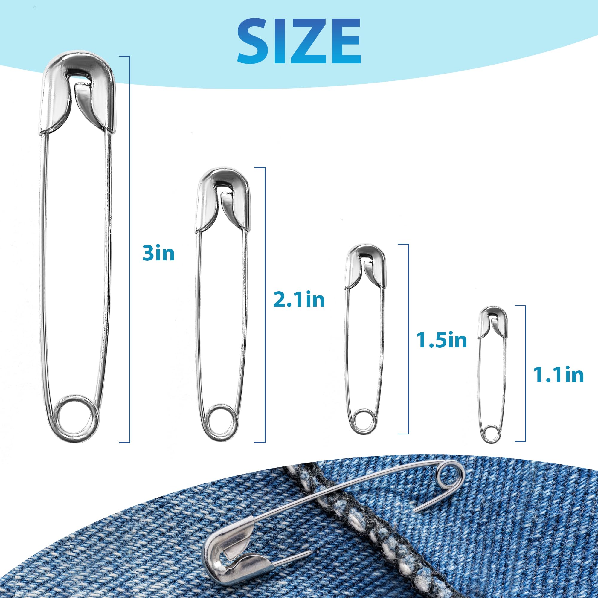 Large Safety Pins - 3 Inch Heavy Duty Big Safety Pins, 100 PCS for Sewing, Crafts, and Clothing