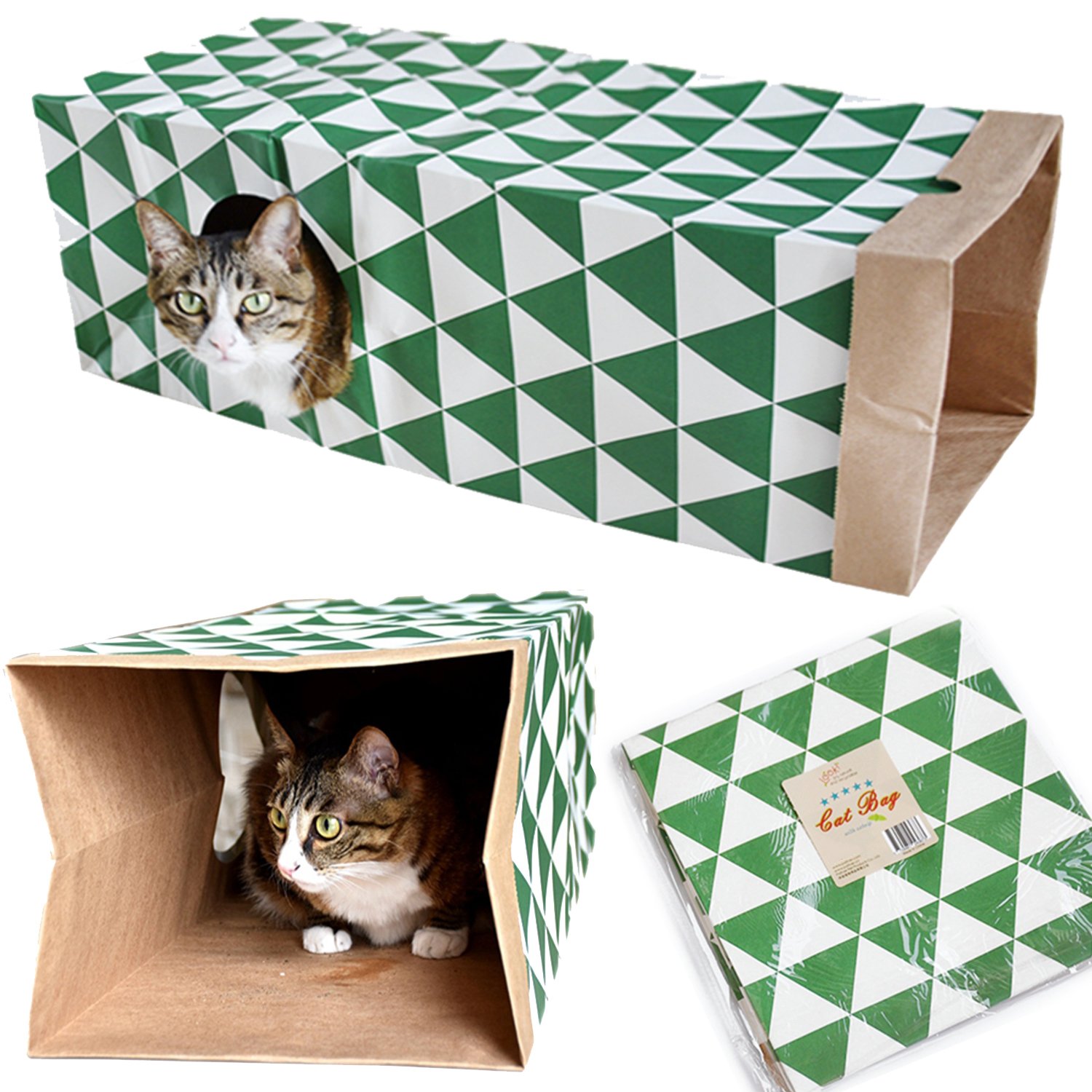 JZMYXA Cat Paper Bag Tunnel Toy Collapsible Tunnel for Rabbits, Kittens, Ferrets, Pet Paper House