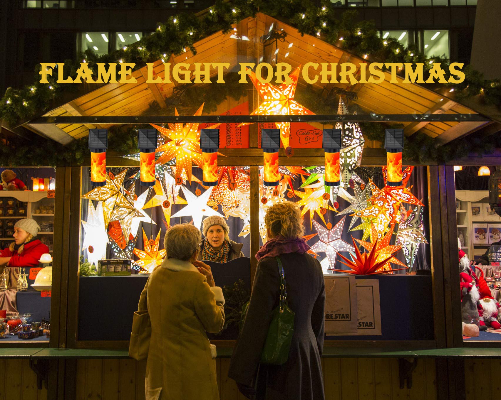 Elivern Solar Lights,Led Flame Light, Waterproof Outdoor Light Sensor Solar Light, Perfectly Decorative Lights for Garden, Landscape, Patio and Driveway