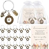 Tondiamo Thank You Clock Keychains Volunteer Employee Appreciation | Organza Bags Cards, Vet Tech Medical Assistant Pharmacy Week Gift Bulk for Social Coworker Nurse Staff Team Recognition Gift