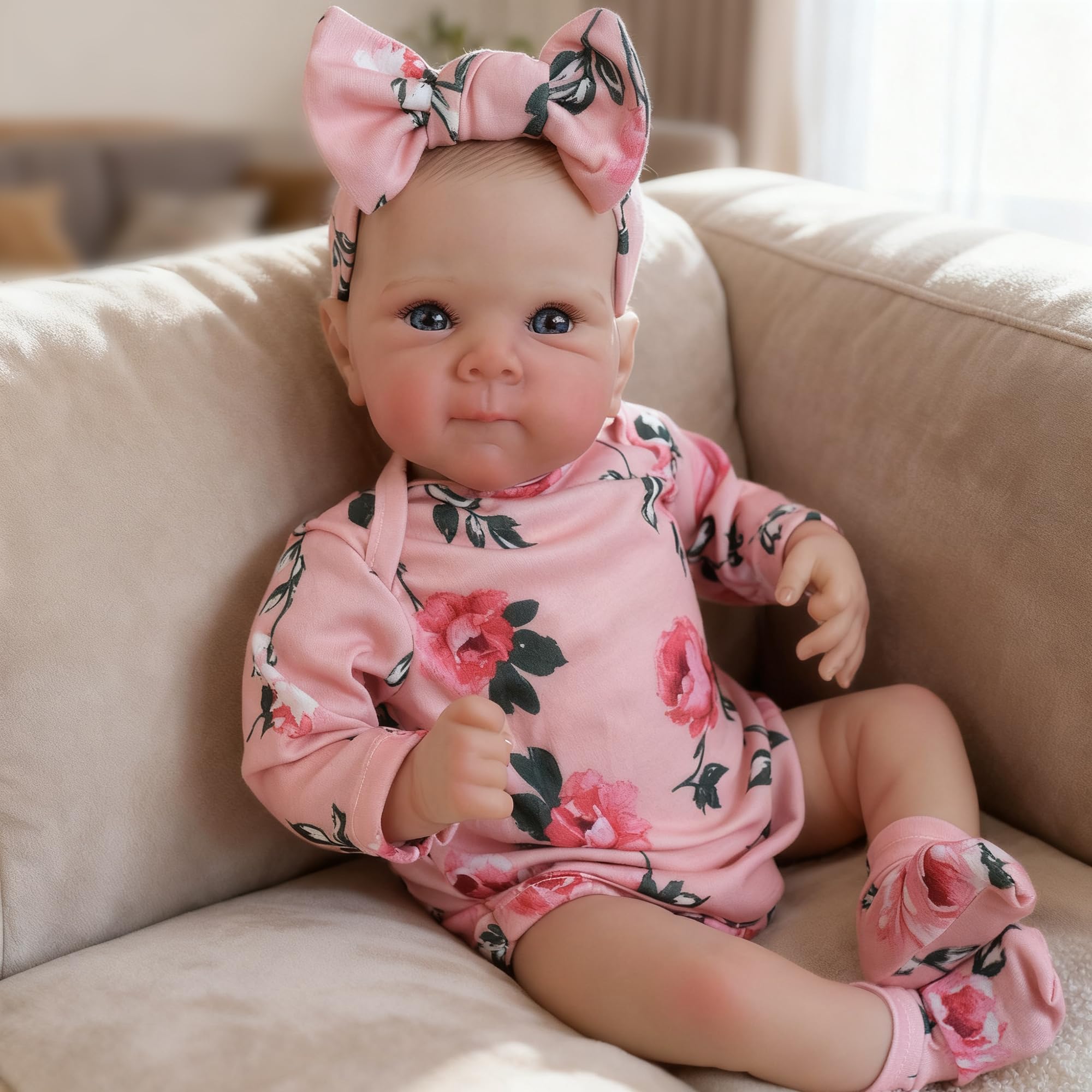 FOCKOF Realistic Reborn Baby Dolls-18 Inch Real Life Baby Dolls Girl Lifelike Baby Doll with Accessories for 3+ Years Old (Red)