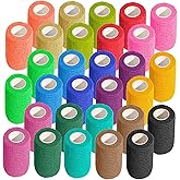 KISEER 30 Pack 3 Inch x 5 Yards Self Adhesive Bandage Assorted Color Breathable Cohesive Bandage Wrap Rolls Elastic Self-Adherent Tape for Stretch Athletic, Sports, Wrist, Ankle