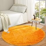Aspire Homeware Round Rug Ochre 120x120cm Anti Slip Thick Pile Non Shedding