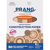 Prang Construction Paper, Stack, One Color, Standard Weight | 5 Assorted Skin Tone Colors, 12" x 18", 50 Sheets