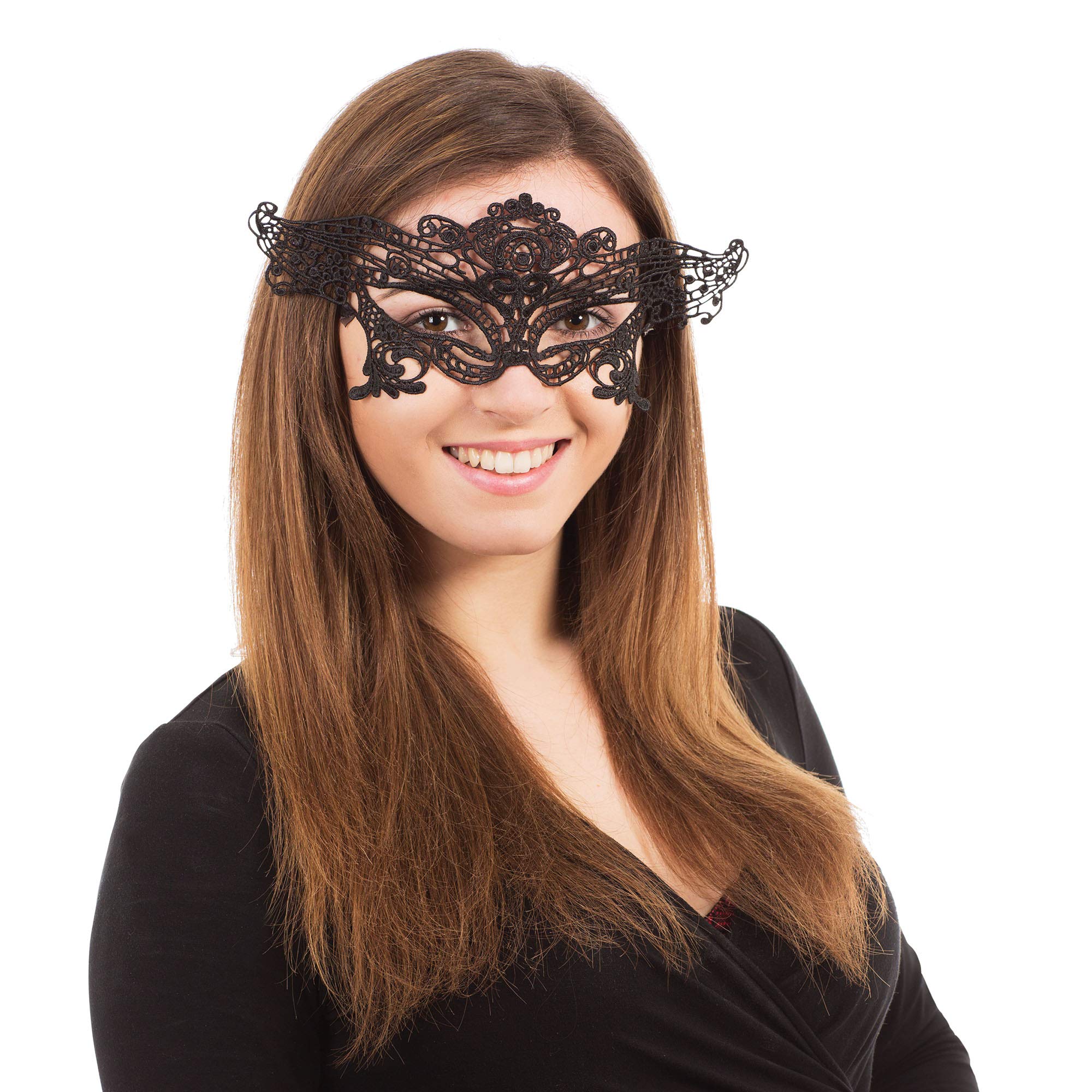 Bristol Novelty EM095 Ribbon Tie Symmetrical Lace Eye Mask, Womens, Multi-Colour, One Size