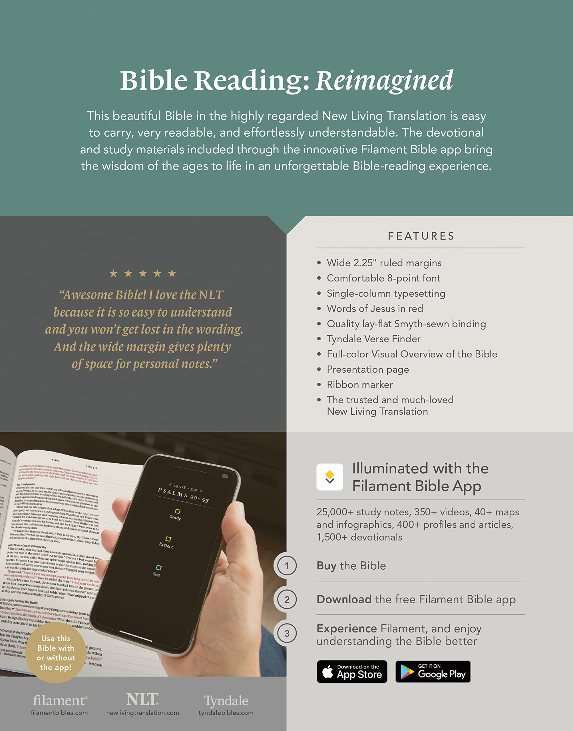 NLT Wide Margin Bible, Filament Enabled (LeatherLike, Dusty Pink Blossoms, Red Letter) NLT Wide Margin Bible, Filament Enabled (LeatherLike, Dusty Pink Blossoms, Red Letter) Imitation Leather