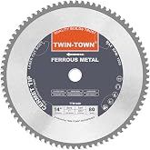 TWIN-TOWN 14-Inch 80 Teeth Metal Steel Cutting Saw Blade for Dry Cutting Mild Steel and Ferrous Metals, 1-Inch Arbor, Cermet Carbide Tipped Up to 5X Longer Life, Compatible with Circular and Chop Saws