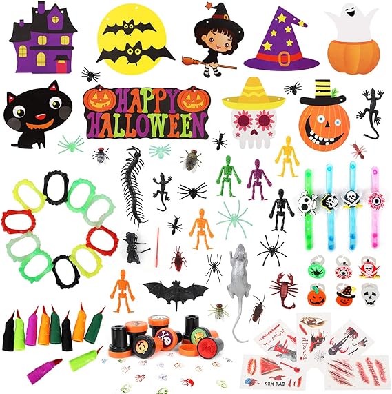 Auney Juego de Juguetes y decoración para Fiestas de Halloween para niños, Surtido de Juguetes de Halloween para Fiestas de Halloween, 130 Piezas: Amazon.es: Juguetes y juegos