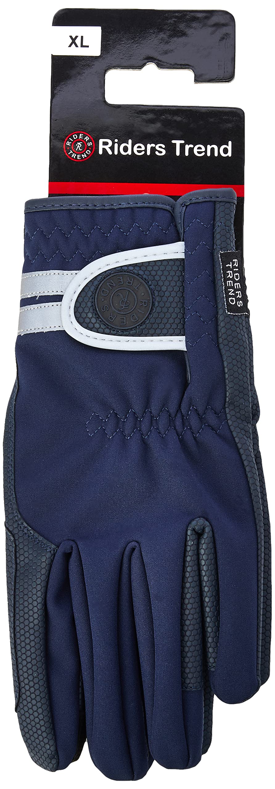 Riders Trend Women's 10060388-Nvy-XL Equestrian Stretchable FB-Serino with Softshell Riding Gloves, Black/Navy, X-Large