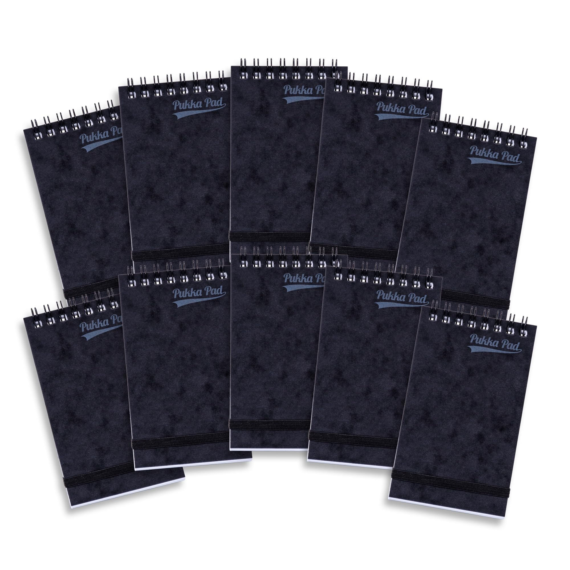 Pukka Pad, Cloud Pressboard Minor Pad – 10 Pack of Top-Bound Wire-Binding Notebooks with 120 Pages of 80GSM Paper, Pressboard Cover, and Elasticated Closure – 127 x 76mm