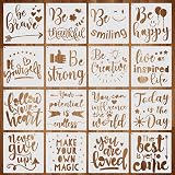 16 Pieces Inspirational Word Stencil Kit Motivational Stencils Inspirational Word Reusable Mylar Template Stencils with Open 