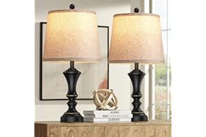ROTTOGOON Retro Table Lamps Set of 2, Nightstand Lamp for Bedroom Vintage Rustic Table Lamps for Living Room Traditional Nightstand Bedside Lamps 22" (Black) Bulb NOT Included