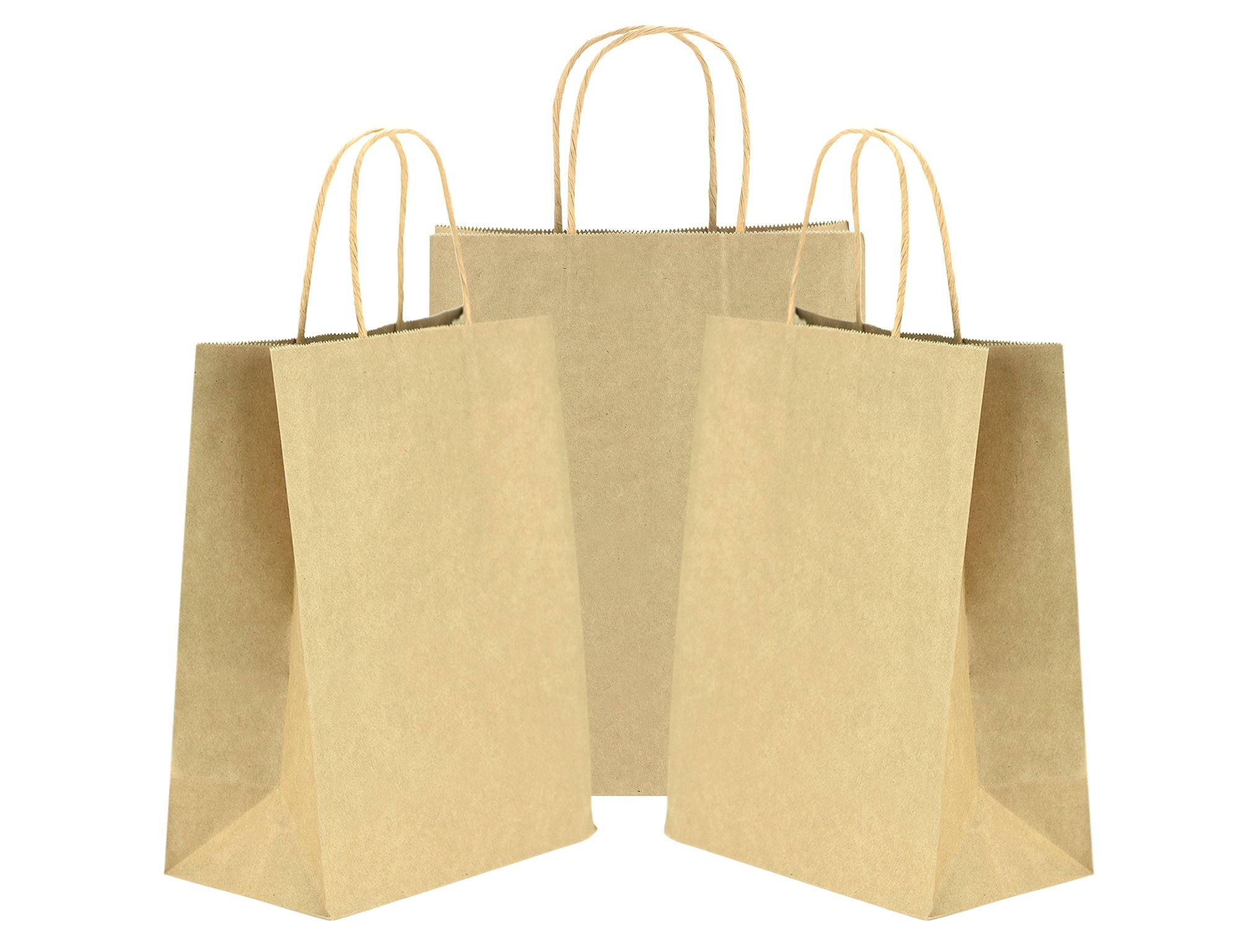 Pack of 24 Small Brown Kraft Paper Carrier Bags with Reinforced Twisted Handles (15 x 8 x 21cm / 5.9’’ x 3.1’’ x 8.3’’) -FiveSeasonStuff — image 1