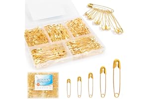 MYYKO 320Pcs Gold Safety Pins Assorted,5 Different Sizes Large and Small Safety Pins for Clothes, Pins for Art,Crafts, Sewing and Jewelry Making