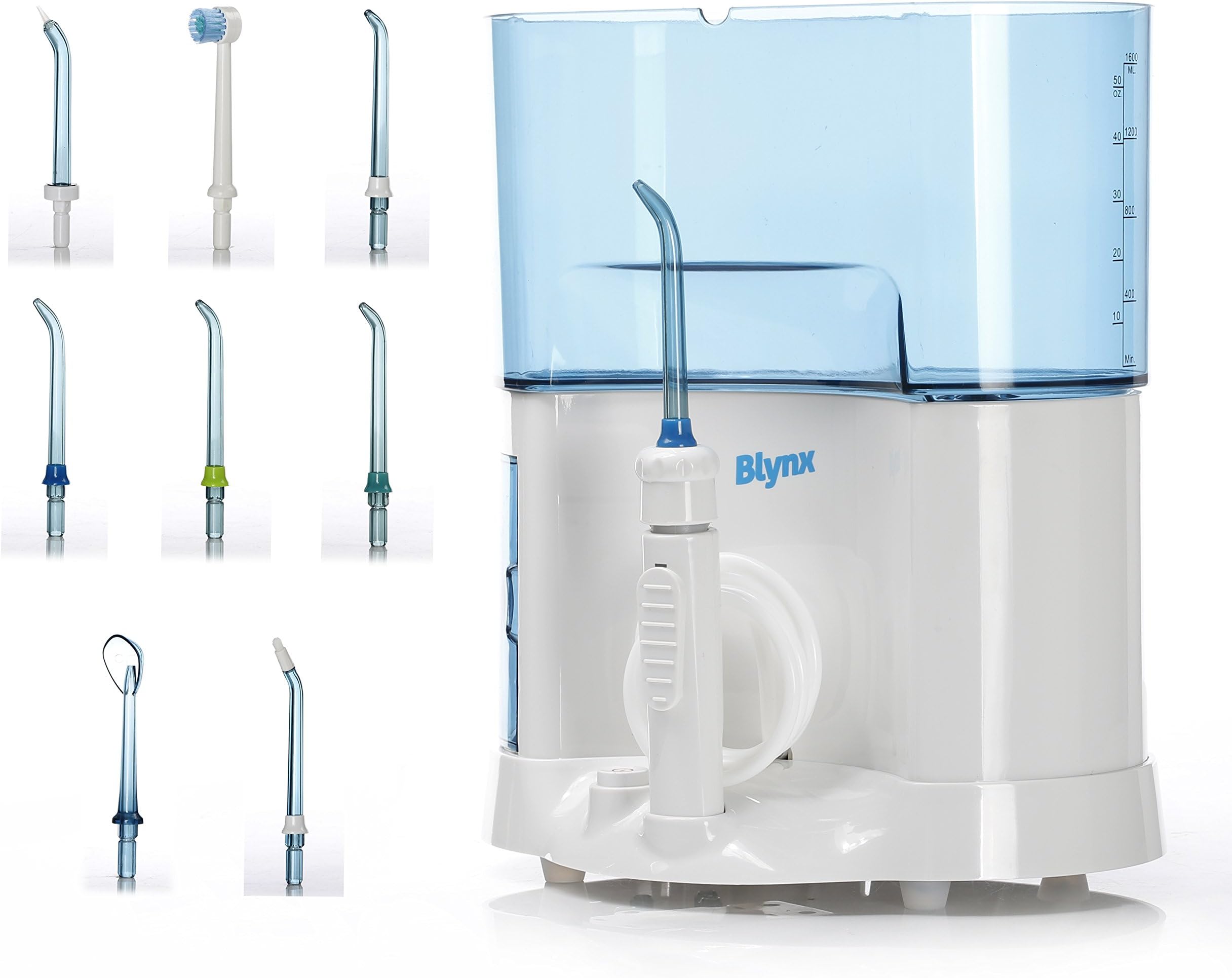 Blynx Deep Cleaning Oral Irrigator Power Flosser with 8 Interchangeable Nozzles - Space-Saving Design