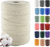 Klhamky 4mm 300m Macrame Cotton Cord 4 Strand Natural 100% Cotton