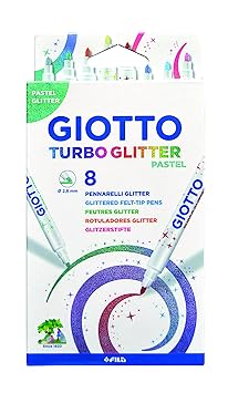 Giotto 4263 00 - Turbo Glitter, 8 Fasermaler in Pastellfarben