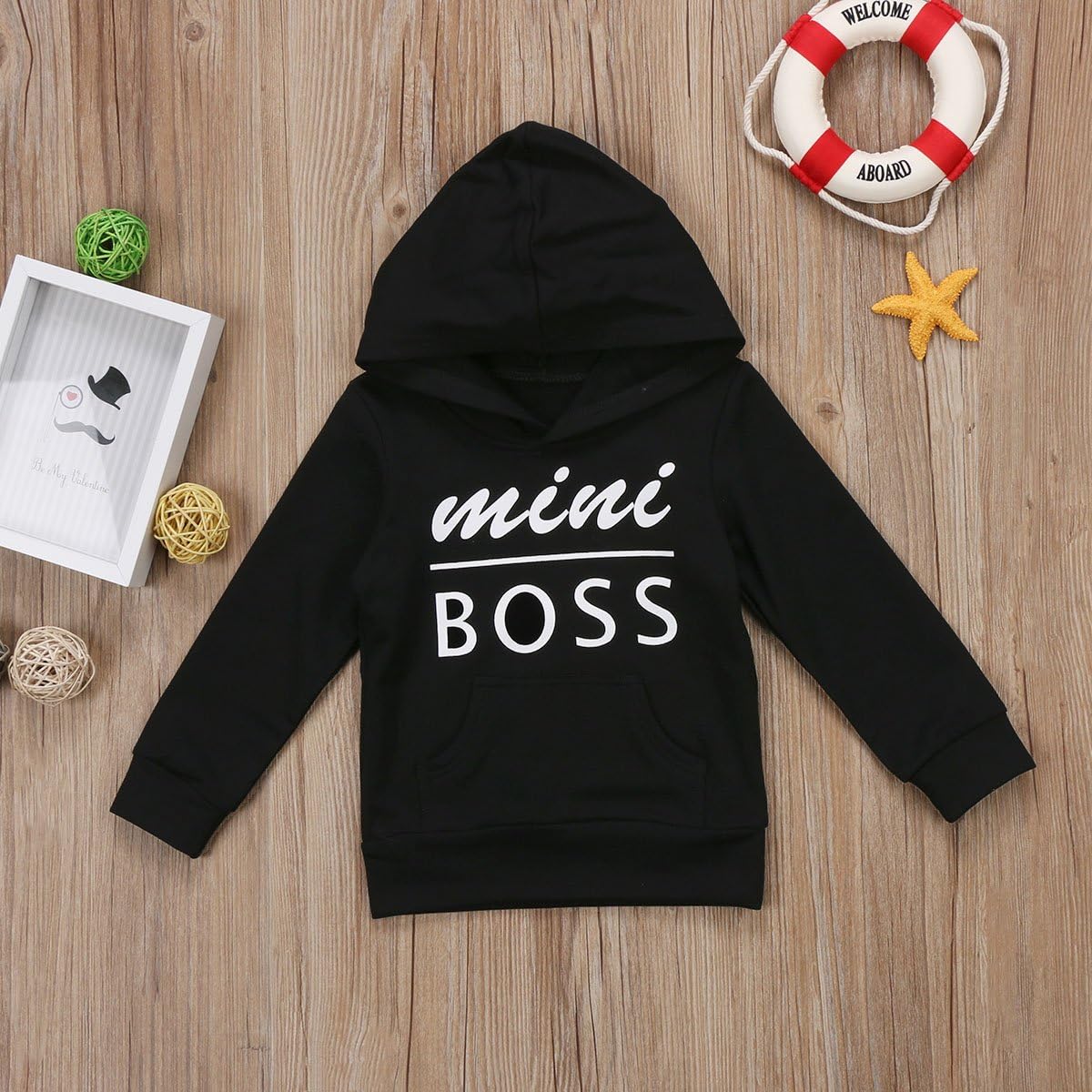 0-5T Baby Boy Girl Mini Boss Hoodie Tops Toddler Hooded Sweater Casual Hoodies with Pocket Outdoor Outfit: Clothing