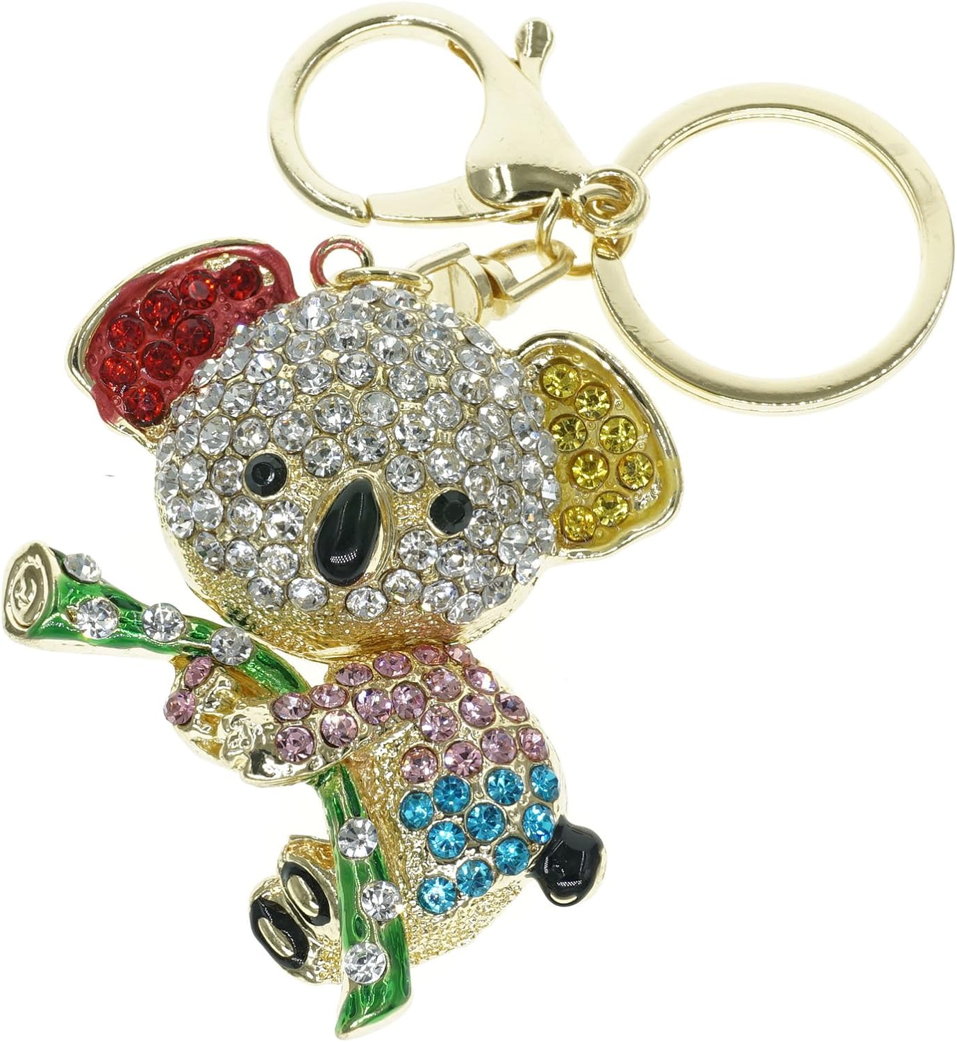 Cooplay Lovely Koala Bear Animal Diamond Crystal Rhinestone Gold Crystal Keychain Charm Pendent Beautiful Accessories The Best Gift for Girls Women Wallets Purse Handbag Bag Keyrings (Multi-Color)