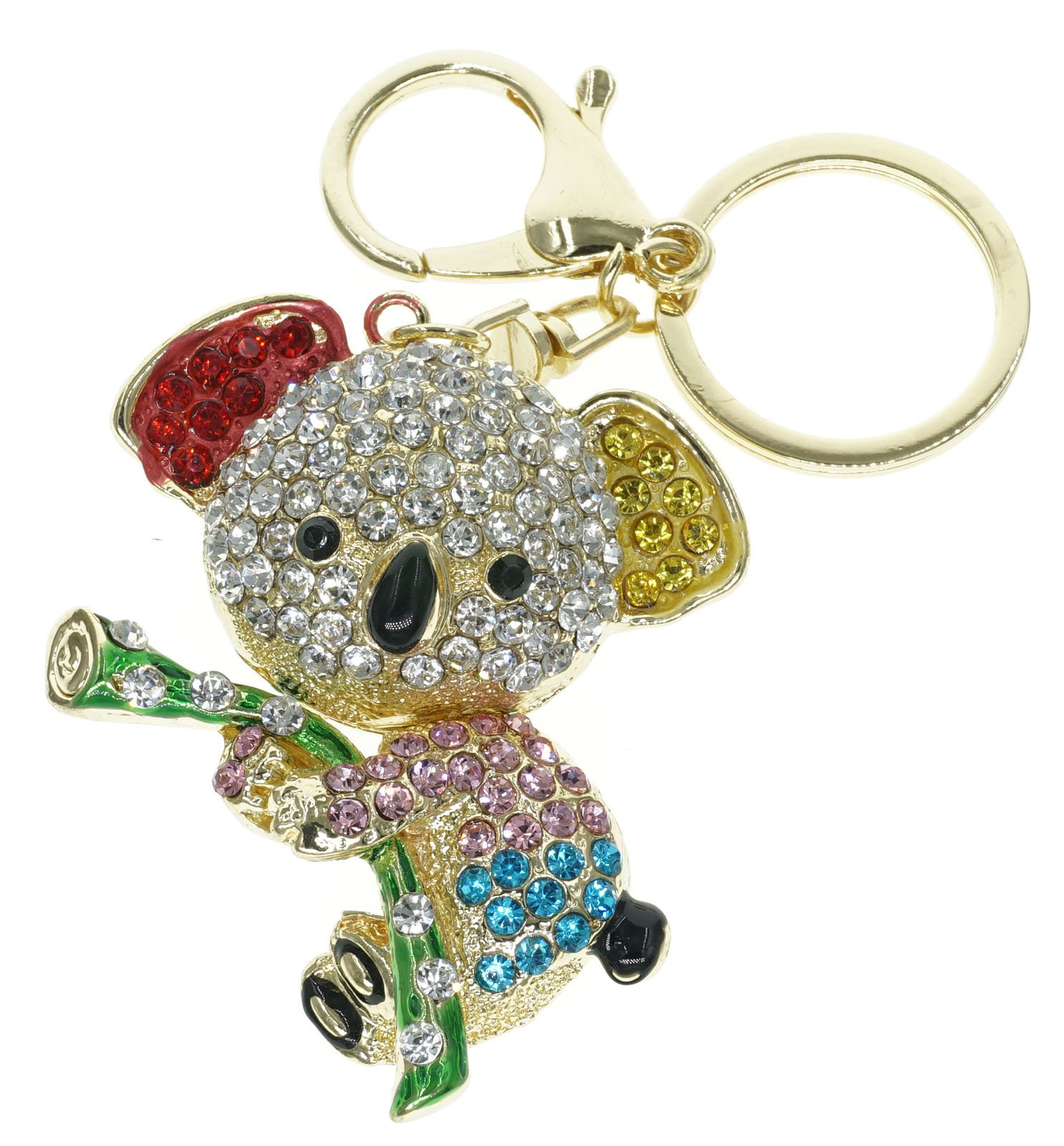 Cooplay Lovely Koala Bear Animal Diamond Crystal Rhinestone Gold Crystal Keychain Charm Pendent Beautiful Accessories The Best Gift for Girls Women Wallets Purse Handbag Bag Keyrings (Multi-Color)