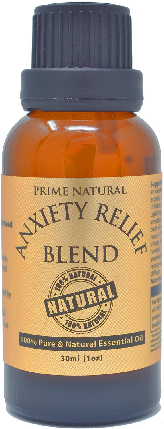 Prime Natural Anxiety Relief Essential Oil Blend 10ml / 0.33oz - Natural Pure Undiluted Therapeutic Grade for Aromatherapy, Scents, Diffuser, Bracelet, Anti Stress Focus Grounding Calming, Boost Mood: Beauty
