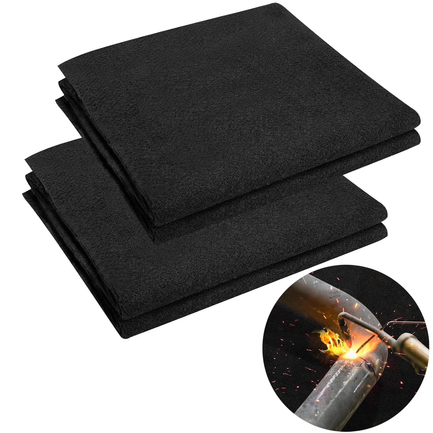 Acidea Welding Blanket, 2 Pack Fireproof Blank, Heat Resistant Up to 2000°F, Flame Retardant Fabric Carbon Felt for Grill Stove Pit Soldering Welders Plumbers, 12x36 inches