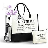 InnoBeta Esthetician Gifts, Canvas Tote Bag with Top Zipper Closure and Shoulder Strap for Birthday, Christmas and Every Special Occasion