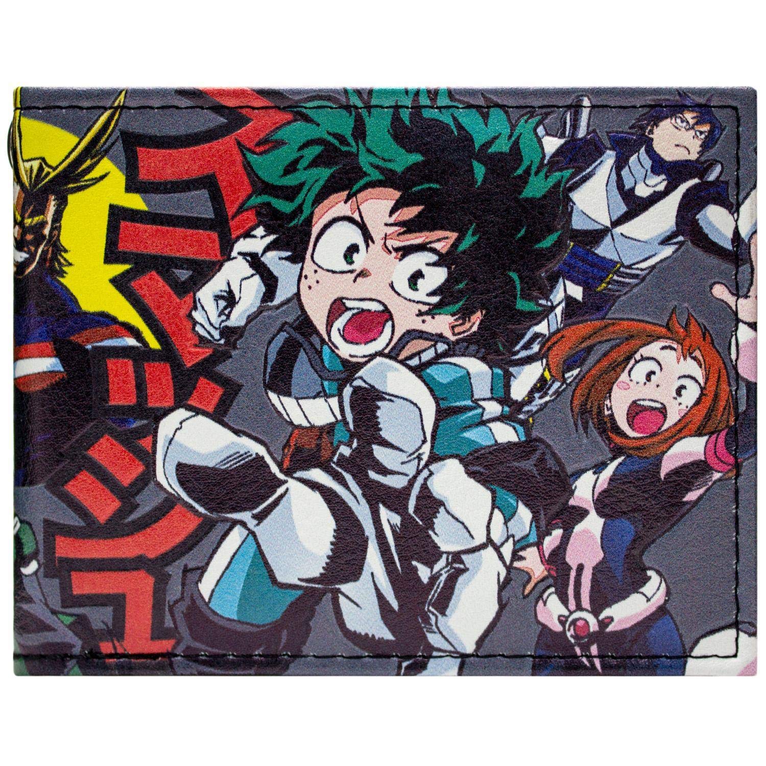 My Hero Academia Izuku Midoriya All Might Characters Wallet Bi-Fold ID & Card Holder, Black