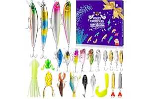 GOANDO Fishing Advent Calendar 2025 - Christmas Countdown 24 Days Fishing Lures Gifts Set for Adult Men Teen Boys, Xmas Holiday Surprise Gift Advent Calendar