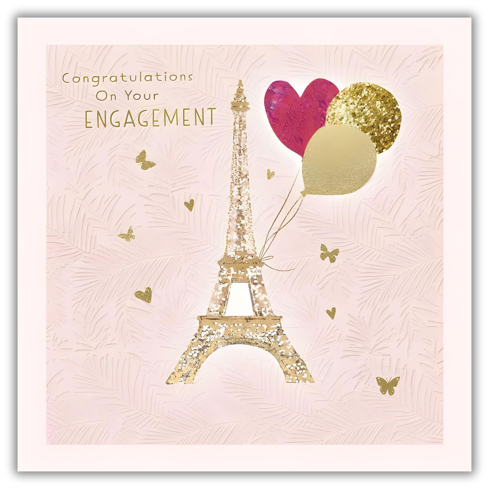 Engagement Congratulations Card - Eiffel Tower and Balloons - Contemporary Paris Design - Special Finish and Embellishments - Made in the UK - Eco-Friendly