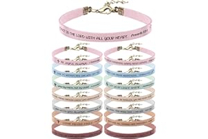 Sureio 15 Pcs Christian Gift Bracelets for Women Men Inspirational Leather Religious Bible Verse God Faith Scripture Bracelet