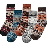 IIG 5 Pairs Women's Vintage Style Thick Wool Warm Winter Crew Socks