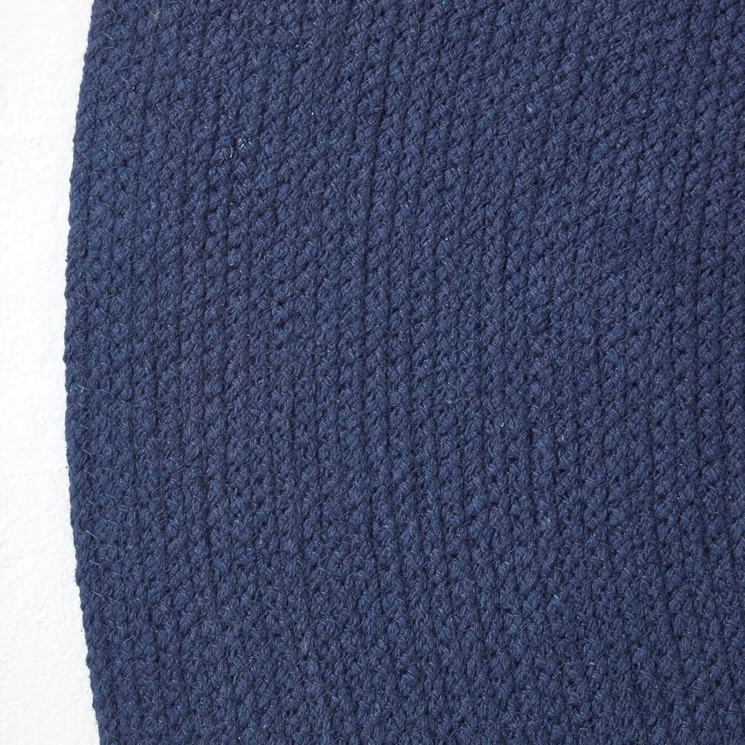 HOMESCAPES Navy Blue Handmade Braided Oval Rug For Bedroom & Living Room Reversible Woven Cotton Large Rug, 110 x 170 cm - Image 4